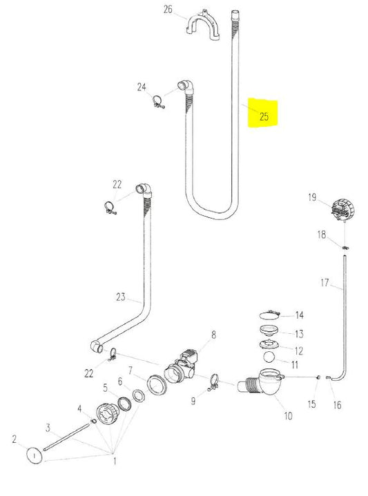 Kenny A321053001 drain hose ø19/1800_Avloppslang Pos25_S5