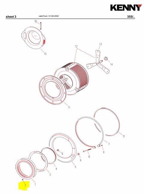 Kenny A425177001 Einschubrohr Türdichtung_dräneringring_Pos2_S3