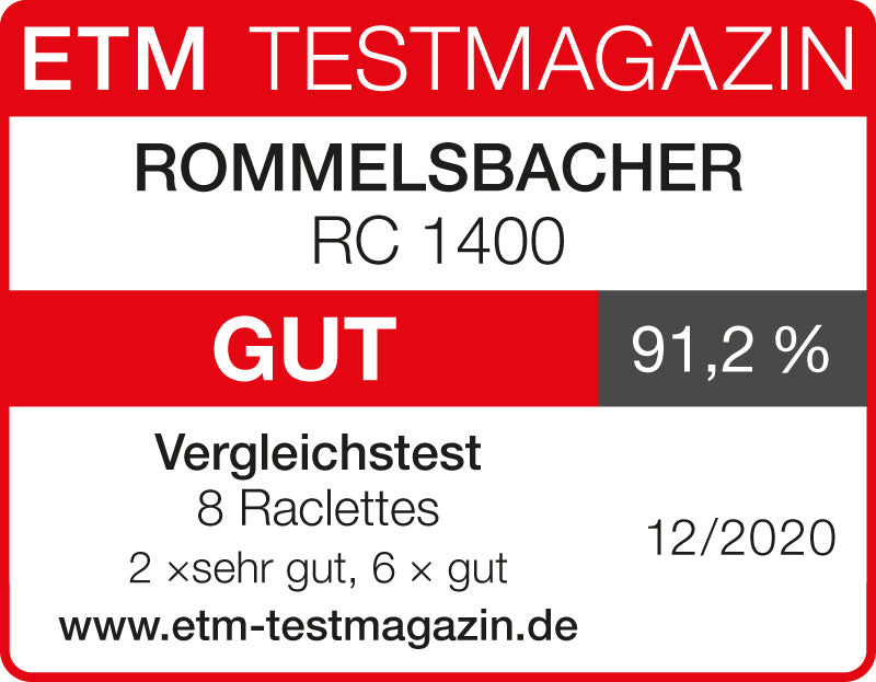 Tysk utmärkelse Rommelsbacher RC 1400 Raclettegrill