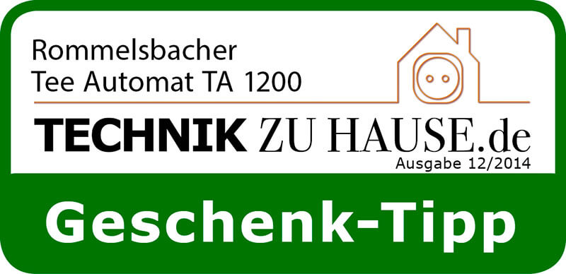 Tysk utmärkelse Rommelsbacher TA 1200 Automatisk Tebryggare