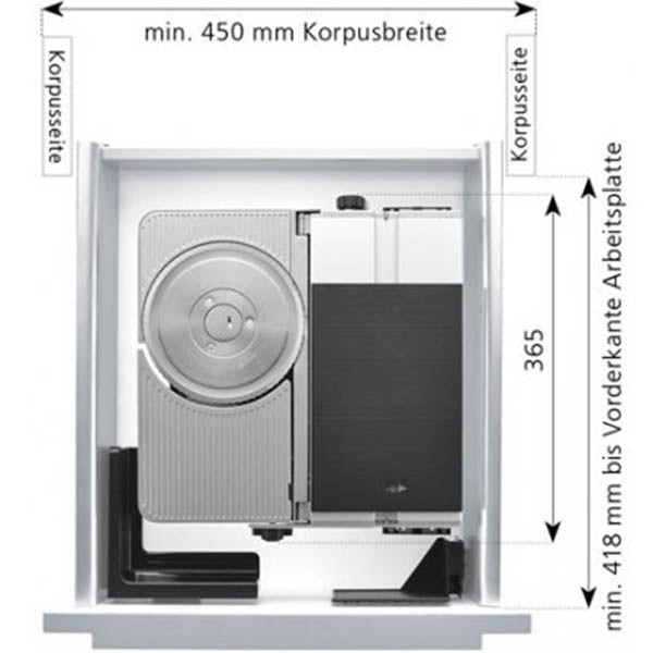 Ritter 542000 BFS 62 SR Skärmaskin för inbyggnad Måttskiss