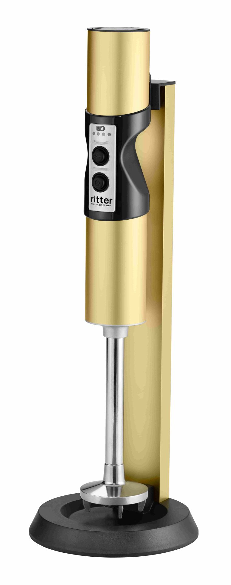 Ritter 628073 sladdlös stavmixer vertico⁷ Plus - Guld med 4 tillbehör I laddställ