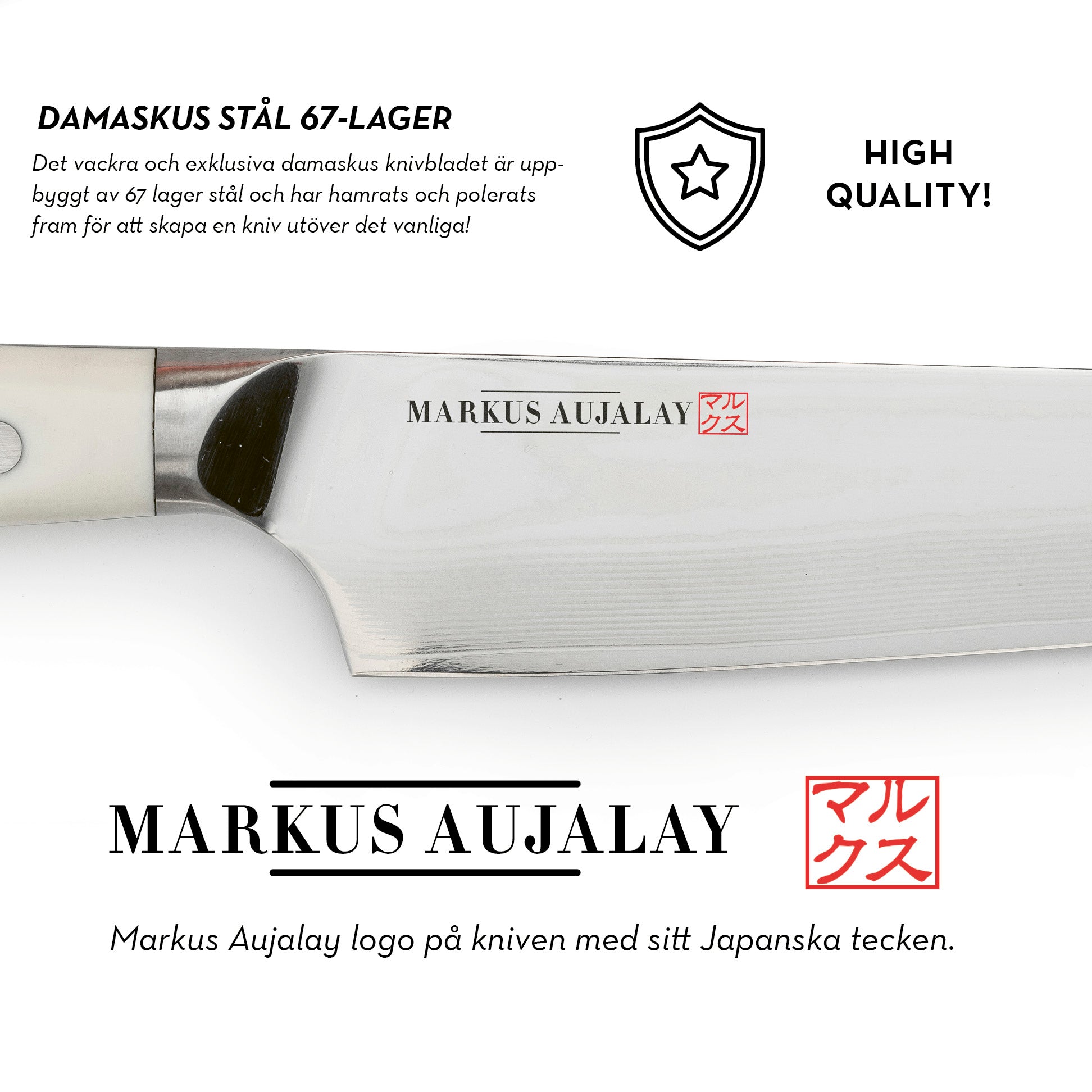 Detaljbild Markus Markus Aujalay 1223 Japanska 2-Dels Knivset Damaskus