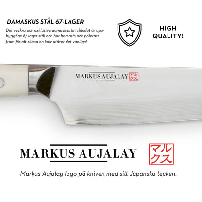 Detaljbild Markus Markus Aujalay 1223 Japanska 2-Dels Knivset Damaskus