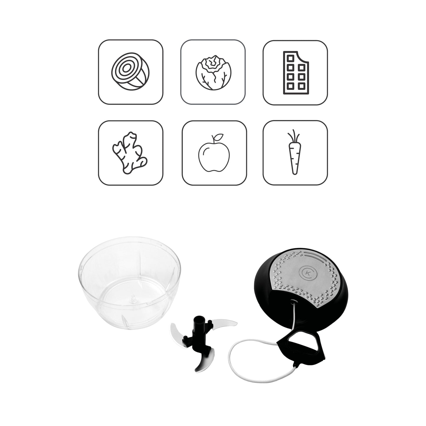 Bild på de olika delarna Catarina König 1223 Lökhackare Classic