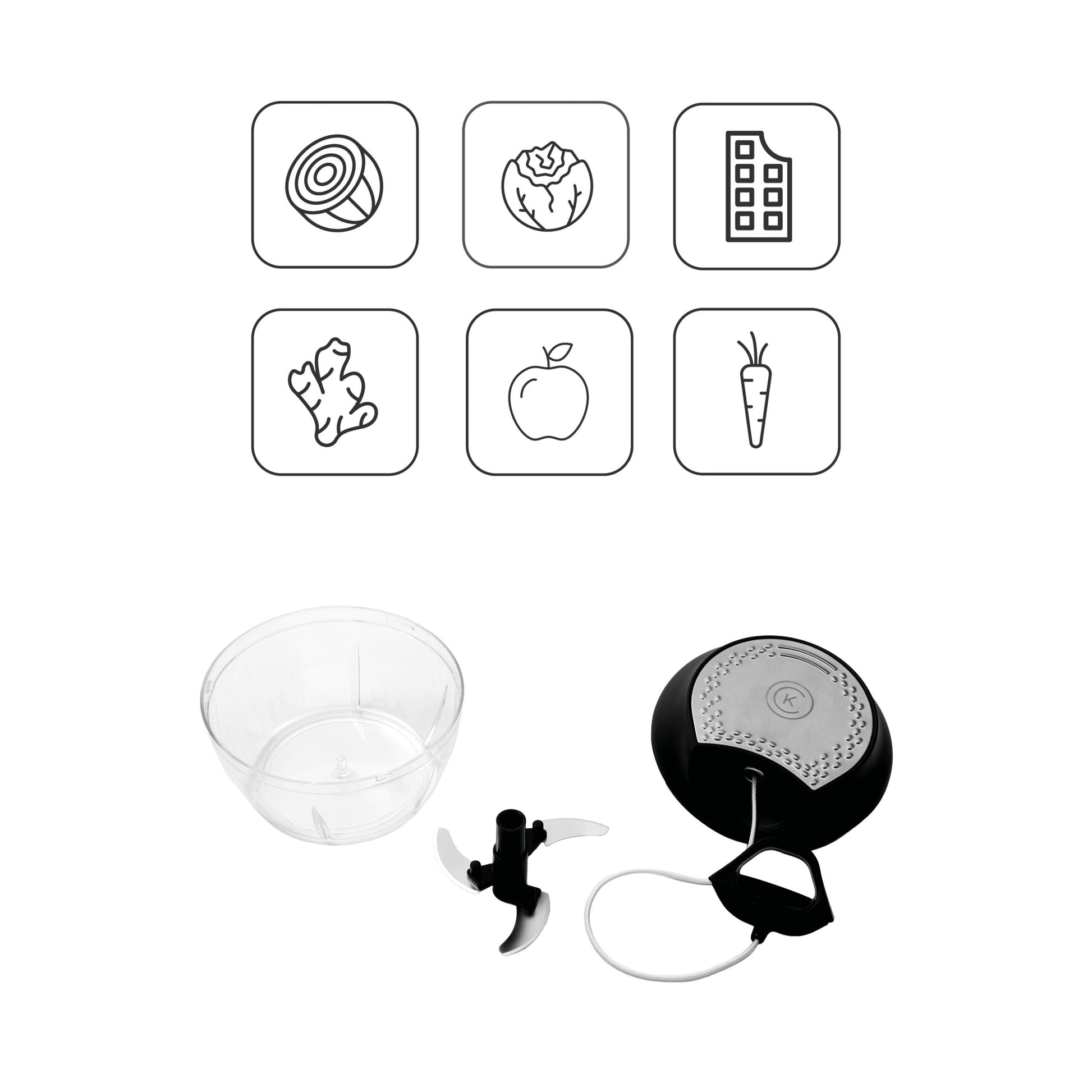 Bild på de olika delarna Catarina König 1223 Lökhackare Classic