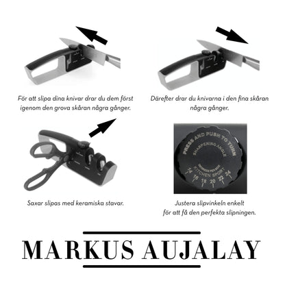 Markus Aujalay 1238c Kniv & Saxslip Bild som beskriver hur den skall användas