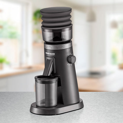 Rommelsbacher EKM 600 Premium Kaffekvarn från sidan med inställningsvred