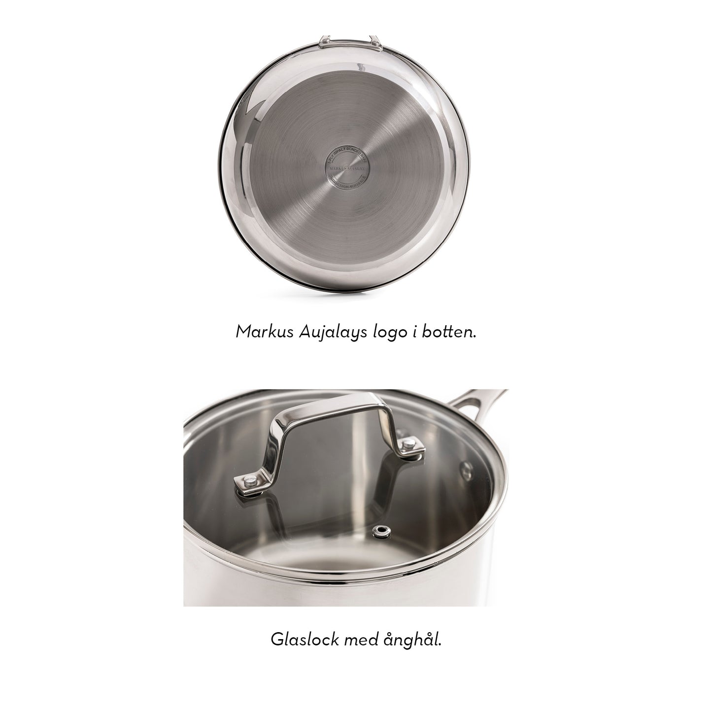 Markus Aujalay 1312C Gryta Classic 4,7L Bild som visar botten och toppen med glaslock