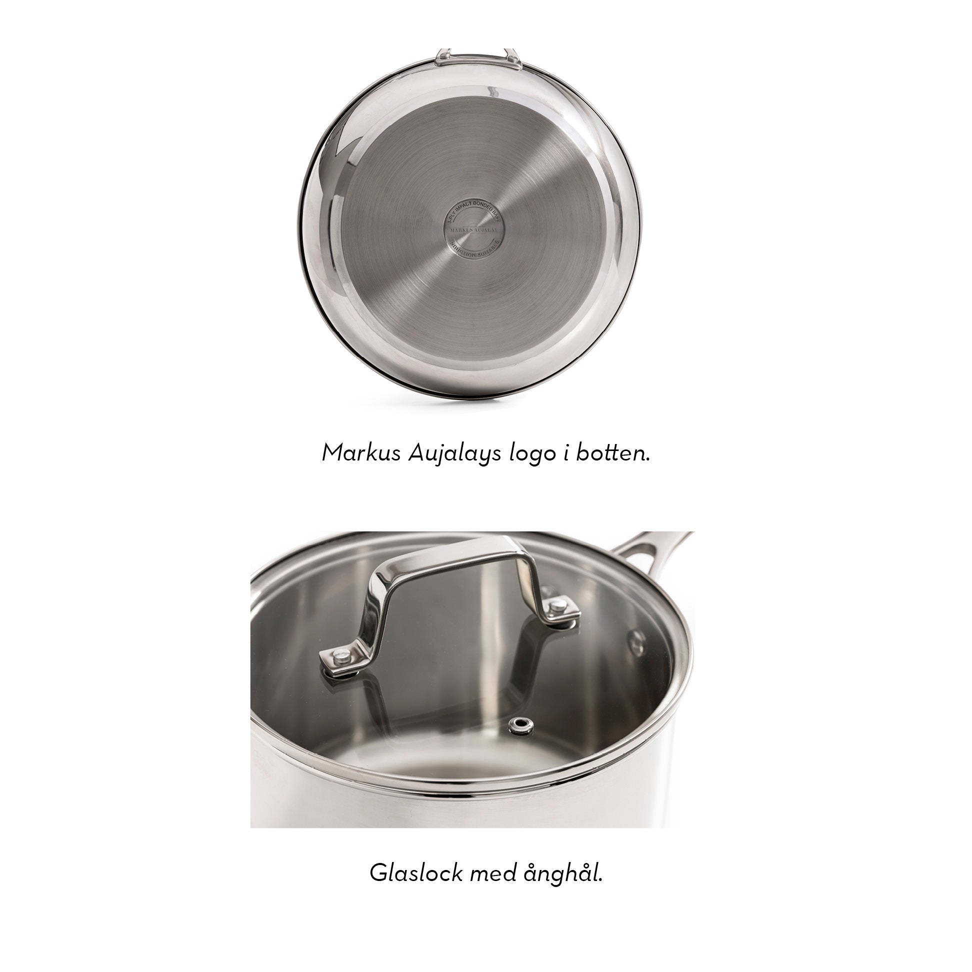 Markus Aujalay 1312C Gryta Classic 4,7L Bild som visar botten och toppen med glaslock