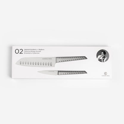 Catarina König 1205 Strawberry Knivset 2-delar Jap.kock+Skalkniv i giftbox