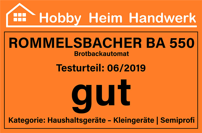 Utmärkelse Rommelsbacher BA 550 | Bakmaskin Hobby Heim Handwerk "gut"